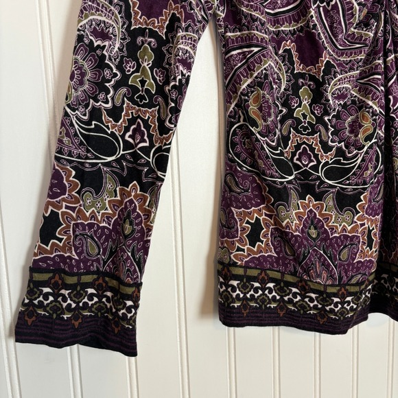 y2k Paisley Print Top Womens Petite Large Purple Boho Indie Hippie Earthy Rayon - Picture 6 of 11